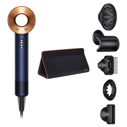 Фен Dyson Supersonic HD07 синий медный с 5 насадками и дорожным чехлом