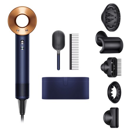 Фен Dyson Supersonic HD07 синий/медный с жестким чехлом и расческами